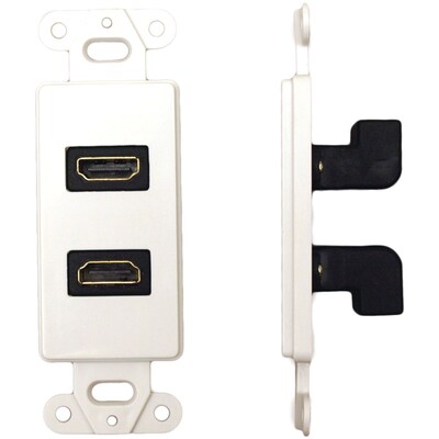 Datacomm Electronics Decor Wall Plate Insert With 90 degrees  Dual HDMI Connector