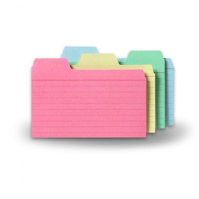 Find It 3 x 5 Tabbed Index Cards, Assorted Colors, 48/Pack (FT07216)