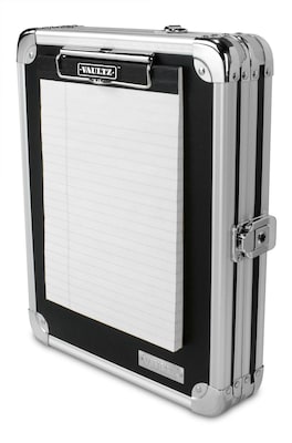 Vaultz®, Locking Mini Storage Clipboard, 5 x 8, Key Lock, Black with Chrome Accents (VZ00150)