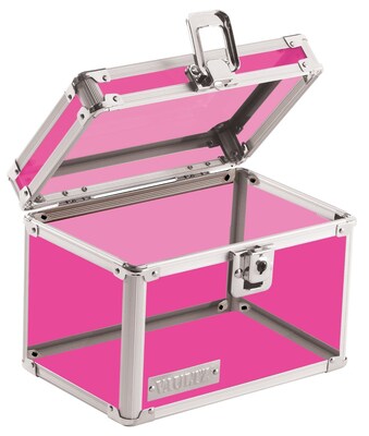 Vaultz®, Locking 4 x 6 Index Card Box, Acrylic Pink (VZ00208)