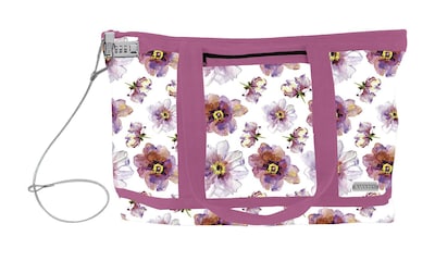 Vaultz® Locking Zipper Tote Bag, Pink/Purple Floral (VZ00679)