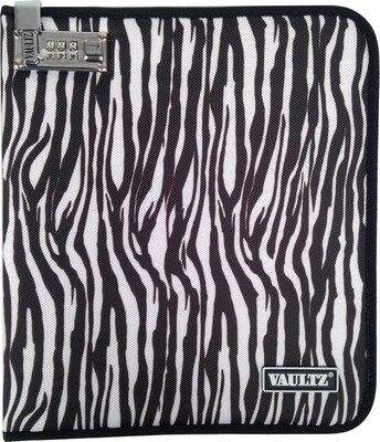 Vaultz Large Locking Notebook/Tablet Cover, Zebra (VZ00755)