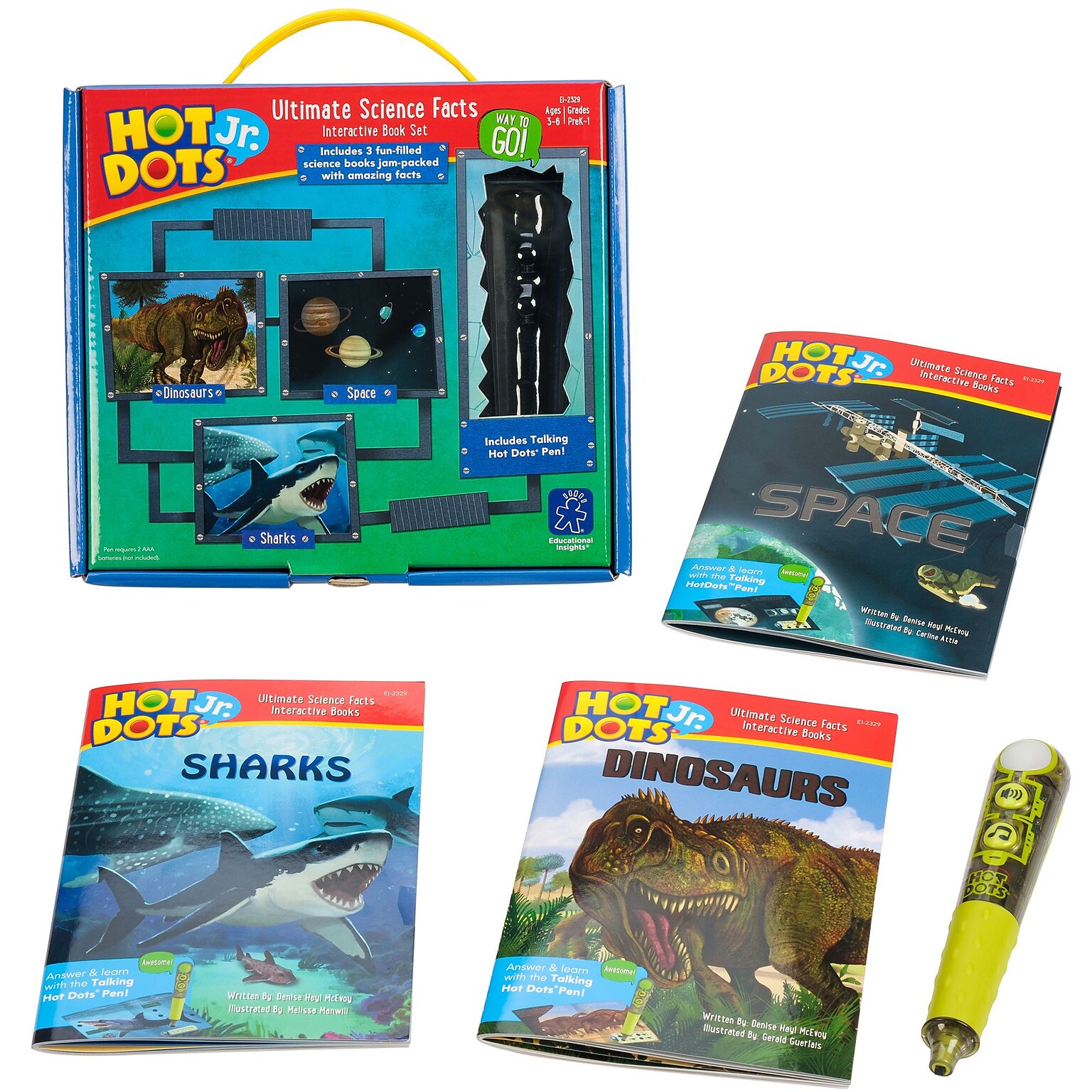 Educational Insights Hot Dots Jr. Ultimate Science Facts Interactive Book Set with Pen, 3 Books/Pack (2329)