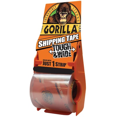 Gorilla Tough & Wide Shipping Tape with Dispenser, 3 x 36 Yds, Clear (ADHGGT335)