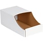 BOX 6" x 12" x 4 1/2" Stackable Bin Boxes, White, 50 Pack (BINB612)