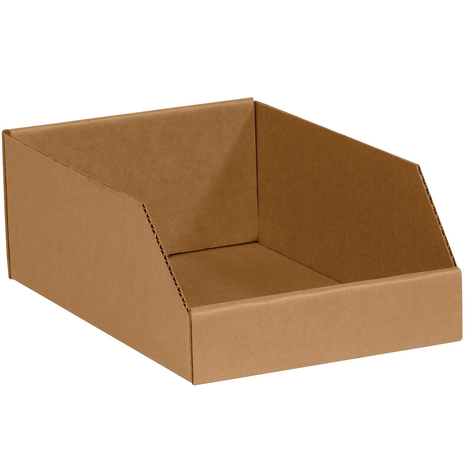 Partners Brand 8 x 12 x 4 1/2 Open Top Bin Boxes, Kraft, 50/Bundle (BINMT812K)