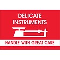 Tape Logic Fragile Labels, Delicate Instruments - HWC, 2 x 3, Red/White, 500/Roll (DL1309)