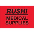 Tape Logic Labels, Rush - Medical Supplies, 2 x 3, Fluorescent Red, 500/Roll (DL1335)