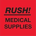 Tape Logic Labels, Rush - Medical Supplies, 4 x 4, Fluorescent Red, 500/Roll (DL1337)