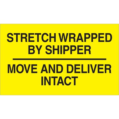 Tape Logic® Labels, Stretch Wrapped By Shipper, 3 x 5, Black/Yellow, 500/Roll (DL3172)