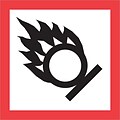Tape Logic® Pictogram Labels, Flame Over Circle, 2 x 2, Red/White/Black, 500/Roll (DL4246)
