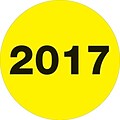 Tape Logic® Year Labels, 2017, 3 Circle, Fluorescent Yellow, 500/Roll (DL6813)