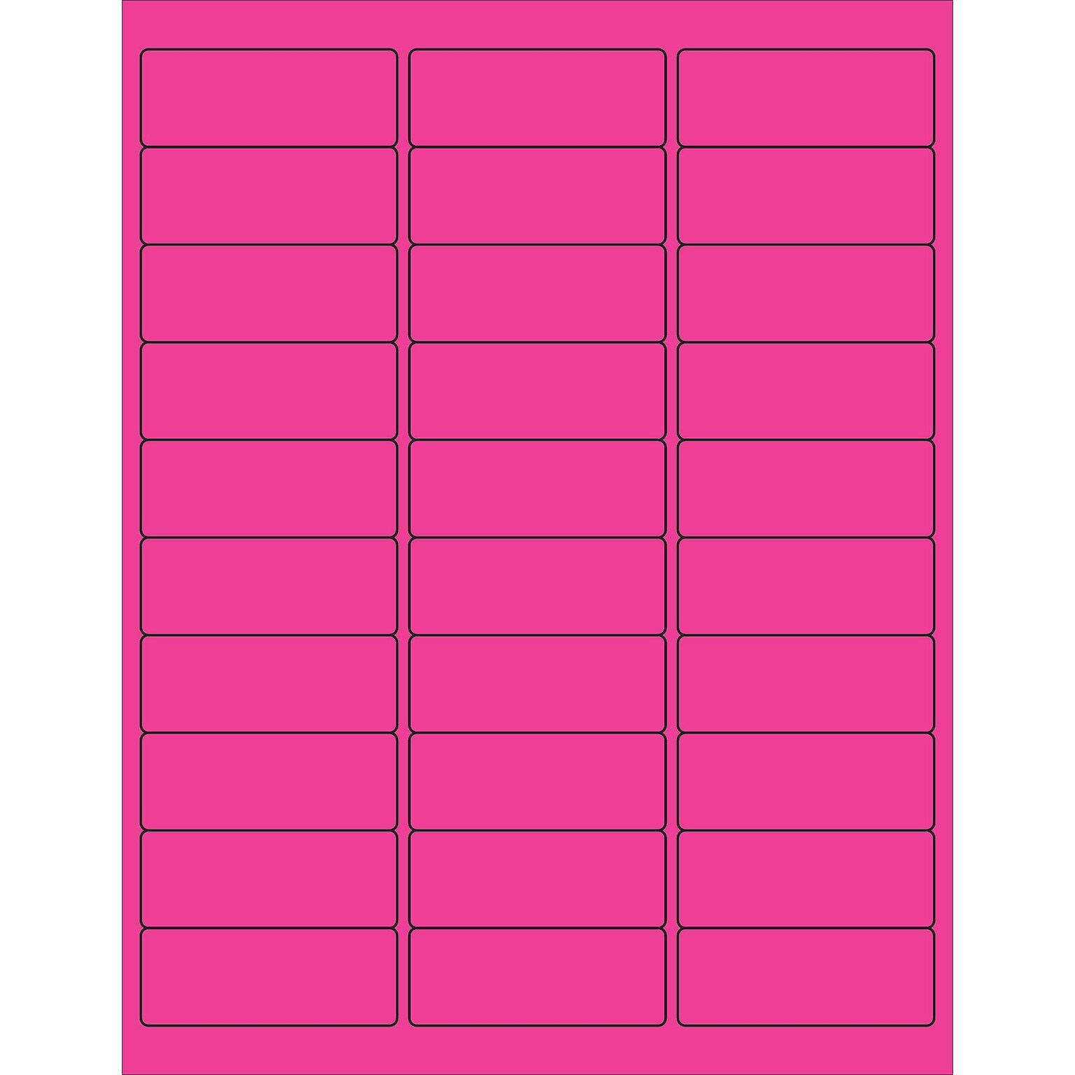 Tape Logic® Rectangle Laser Labels, 2 5/8 x 1, Fluorescent Pink, 3000/Case (LL173PK)