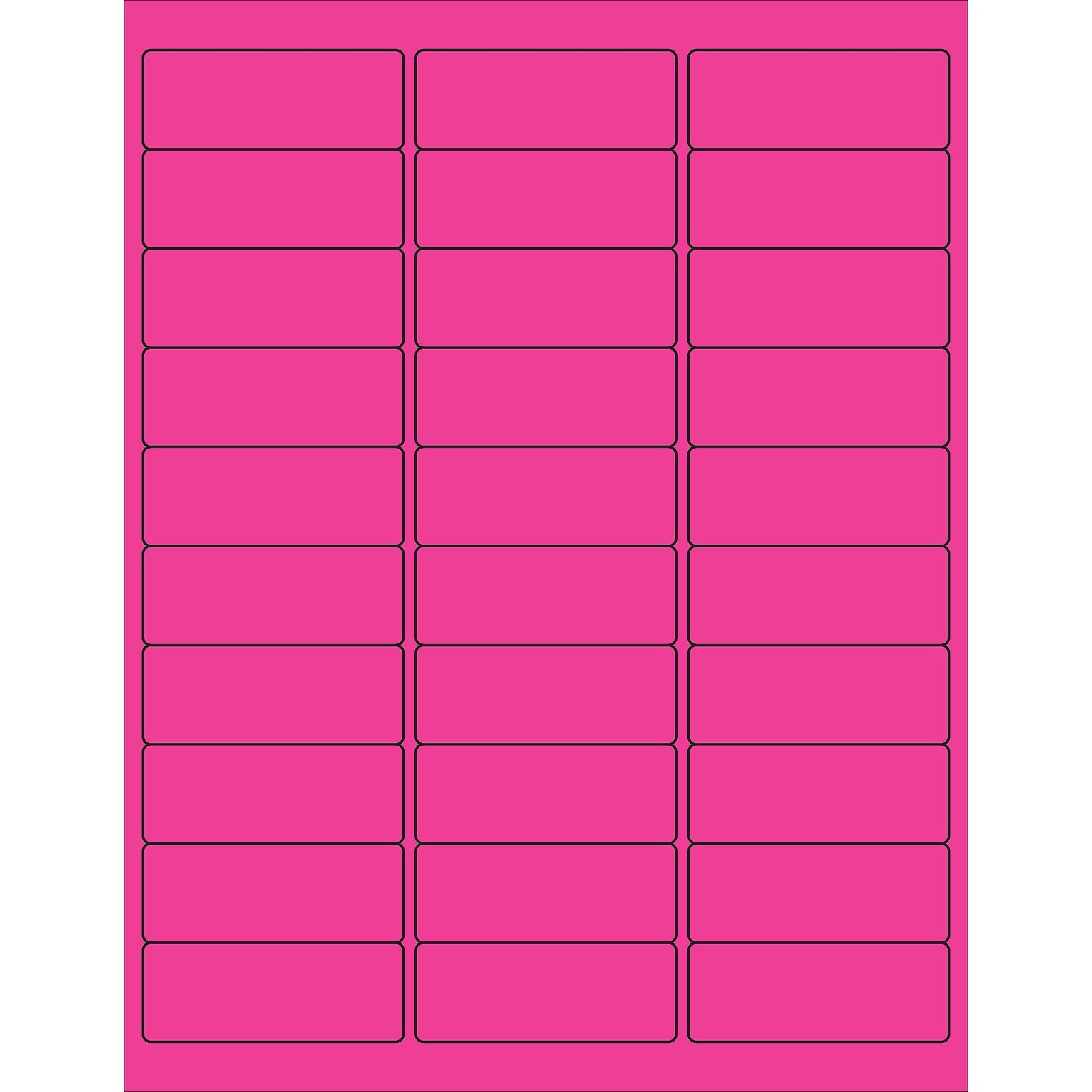 Tape Logic® Rectangle Laser Labels, 2 5/8 x 1, Fluorescent Pink, 3000/Case (LL173PK)