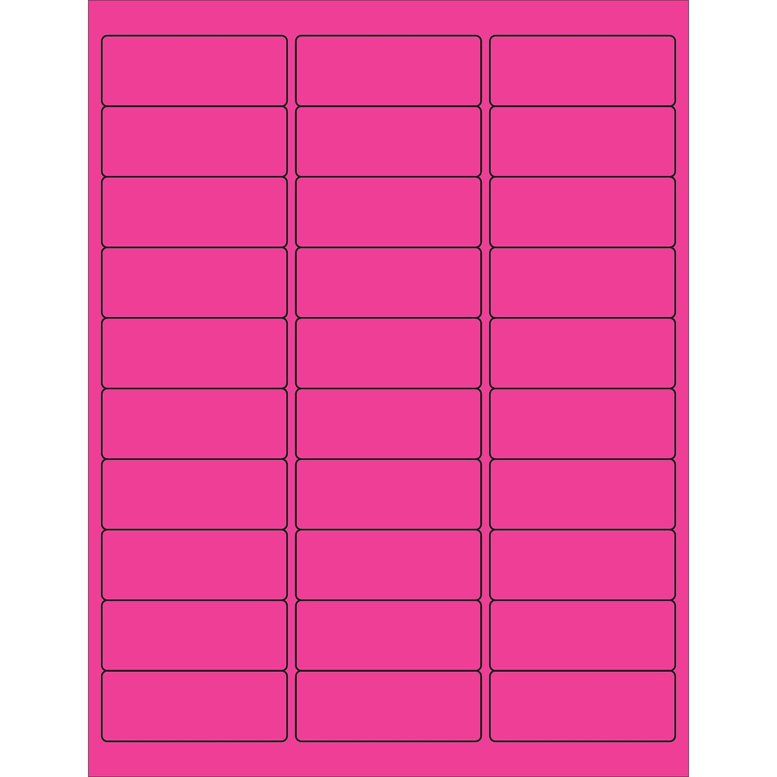 Tape Logic® Rectangle Laser Labels, 2 5/8 x 1, Fluorescent Pink, 3000/Case (LL173PK)