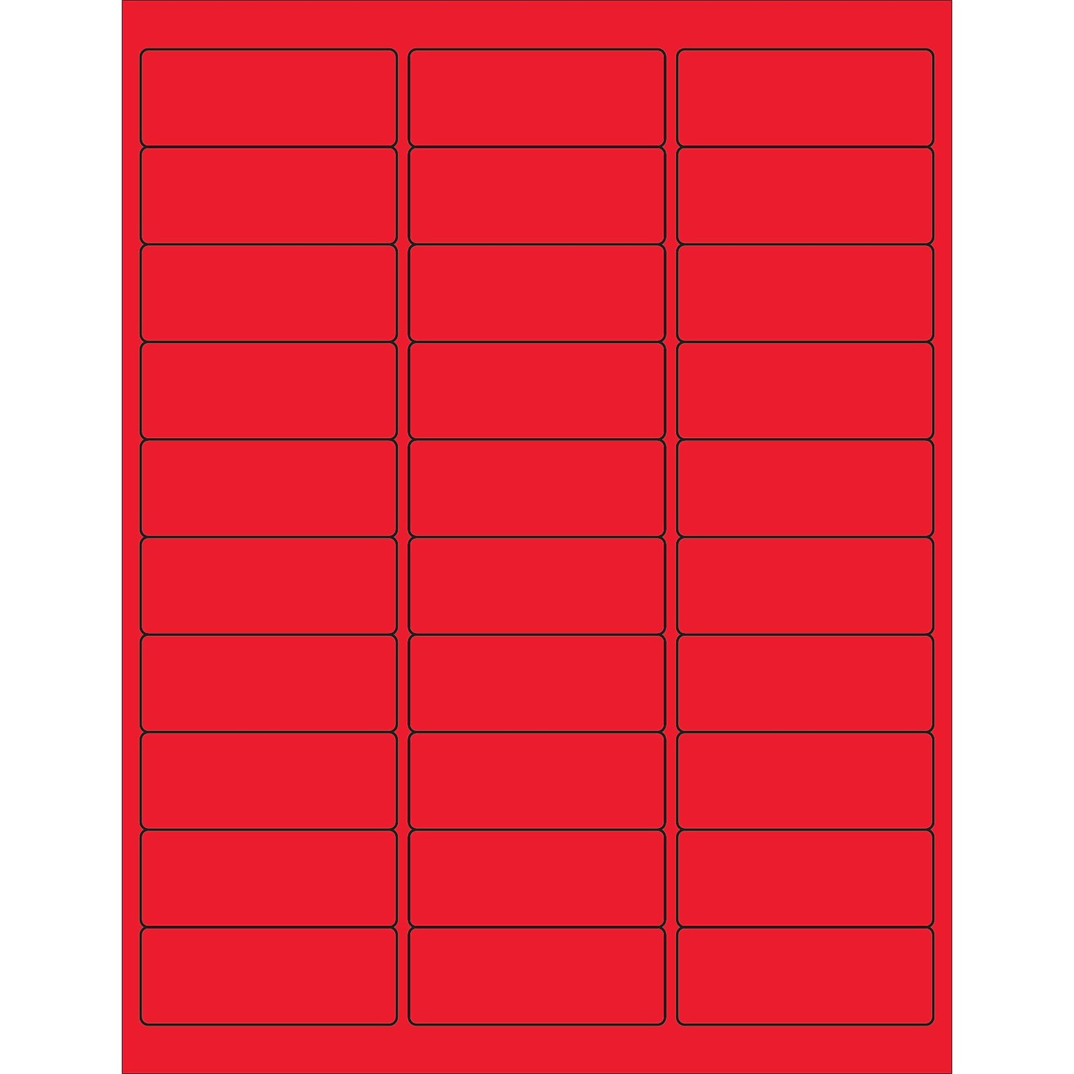 Tape Logic® Rectangle Laser Labels, 2 5/8 x 1, Fluorescent Red, 3000/Case (LL173RD)