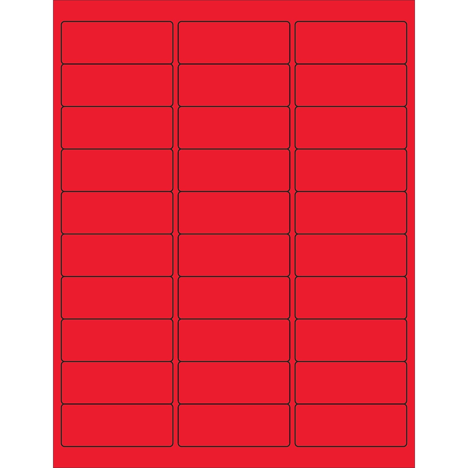 Tape Logic® Rectangle Laser Labels, 2 5/8 x 1, Fluorescent Red, 3000/Case (LL173RD)