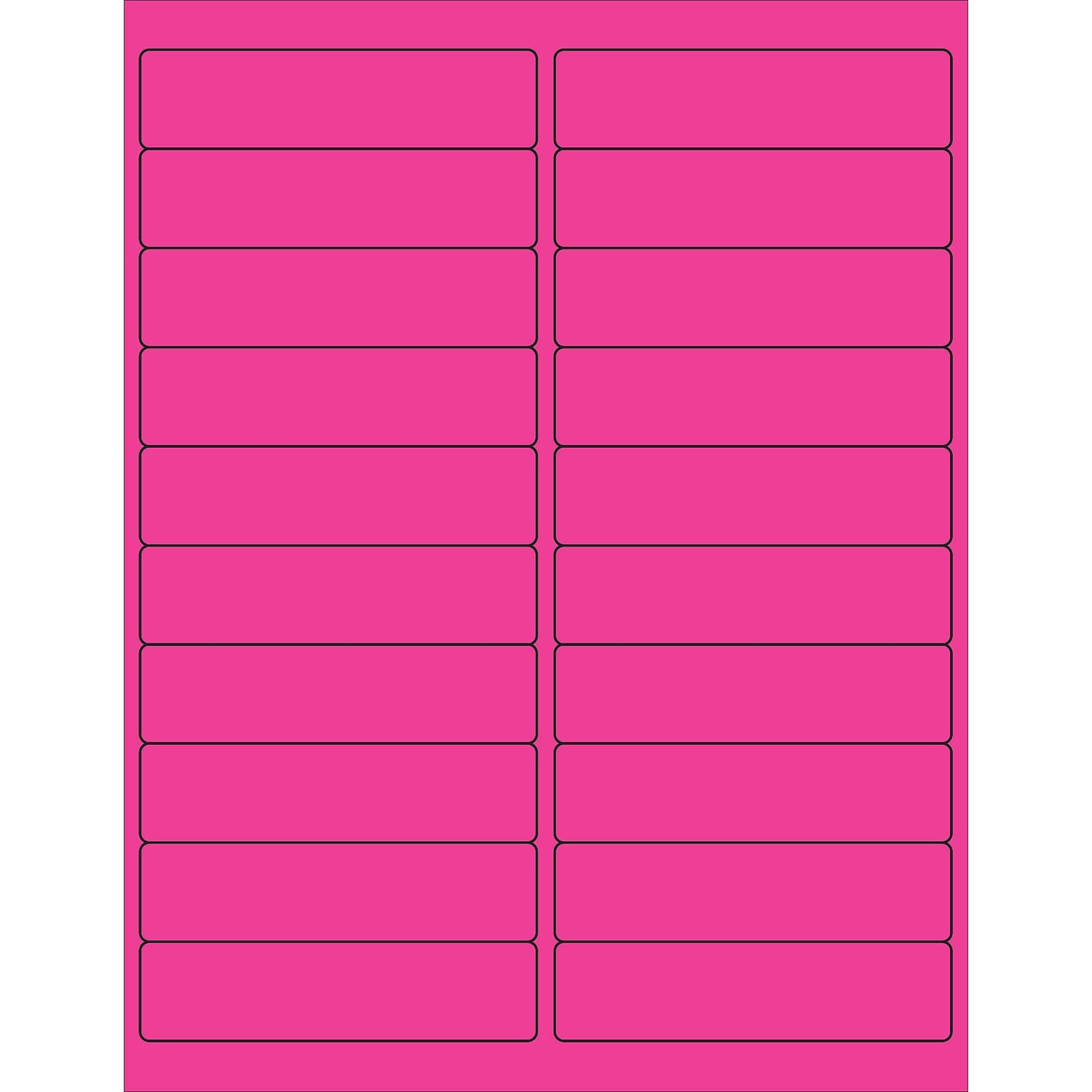Tape Logic® Rectangle Laser Labels, 4 x 1, Fluorescent Pink, 2000/Case (LL177PK)