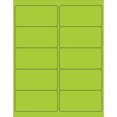 Tape Logic® Rectangle Laser Labels, 4 x 2, Fluorescent Green, 1000/Case (LL178GN)