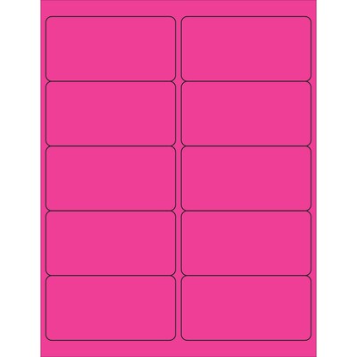 Tape Logic® Rectangle Laser Labels, 4 x 2, Fluorescent Pink, 1000/Case (LL178PK)