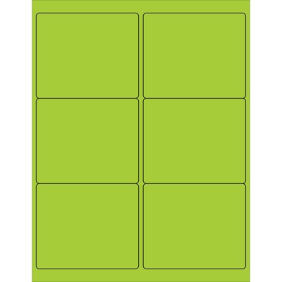Tape Logic® Rectangle Laser Labels, 4 x 3 1/3, Fluorescent Green, 600/Case (LL180GN)