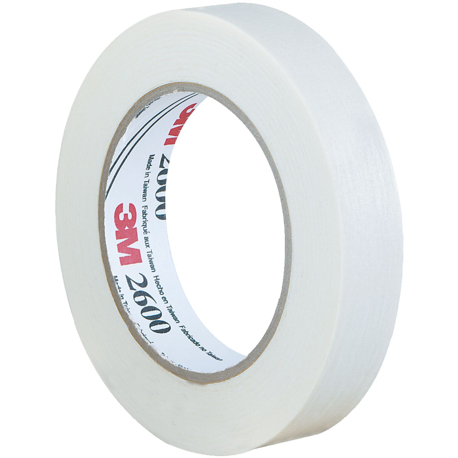 3M 2600 Masking Tape, 4.4 Mil, 1 x 60 yds., White, 36/Case (T935260)