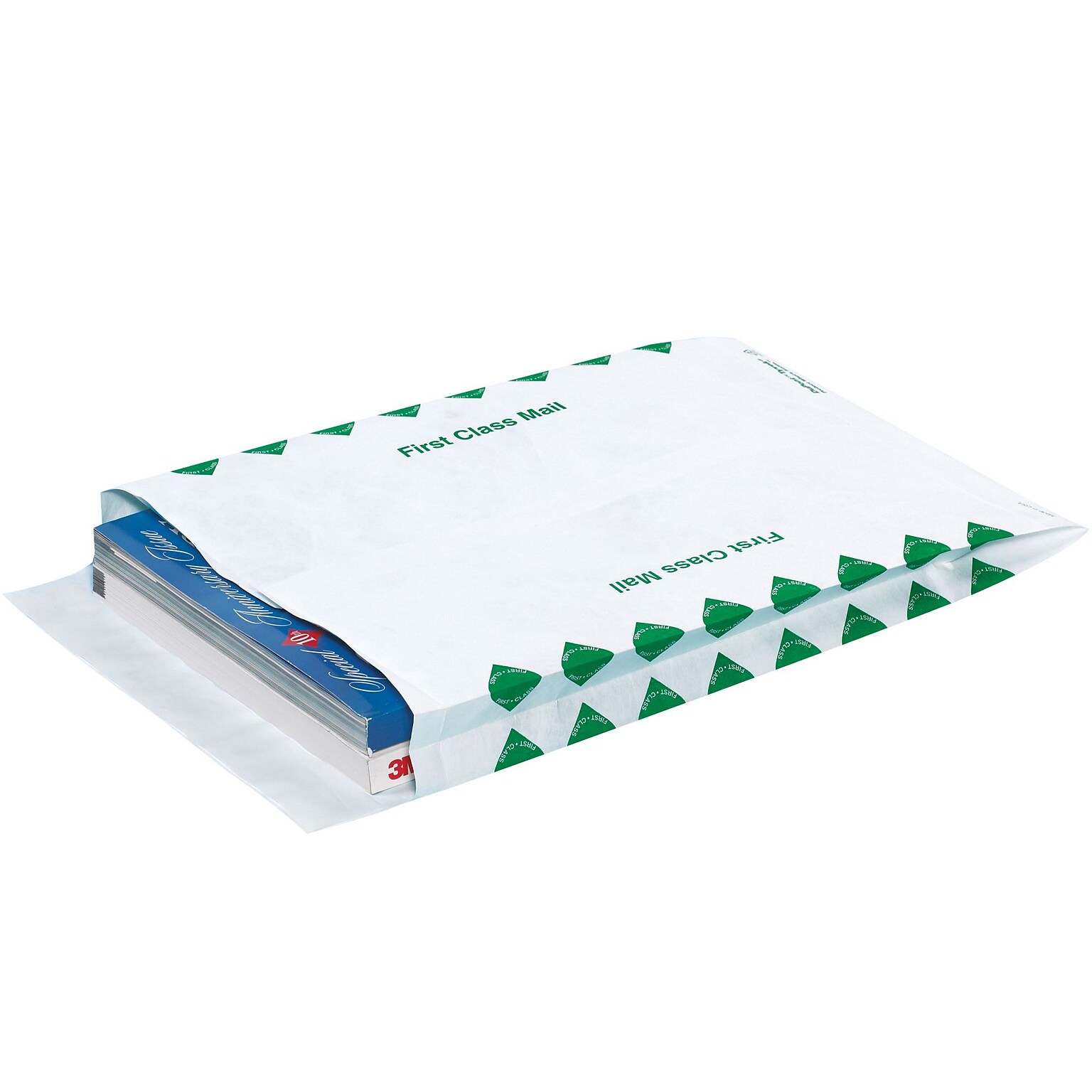 Quality Park Survivor First Class Tyvek Self Seal Catalog Envelope, 10 x 13, White/Green, 100/Carton (R4210)