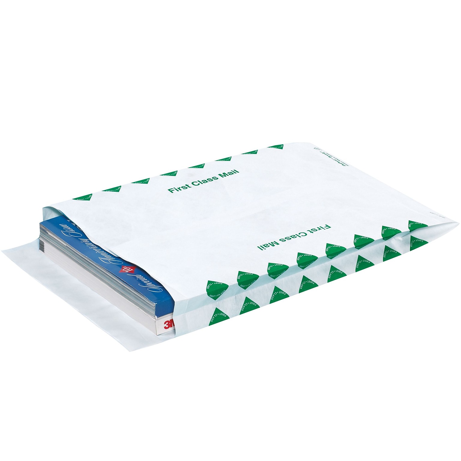 Quality Park Survivor First Class Self Seal Catalog Envelope, 10 x 13, White/Green, 100/Carton (R4210)