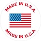 Tape Logic Labels, "Made in U.S.A.", 1" Circle, Red/White/Blue, 500/Roll (USA301)