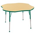 ECR4Kids 48 Clover Table Maple/Green-Standard Ball Glide (ELR-14101-MGN-SB)