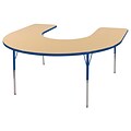 ECR4Kids Horseshoe Table Maple/Blue -Toddler Swivel Glide  (ELR-14103-MBL-TS)