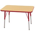 ECR4Kids 24 x 36 Rectangle Table Maple/Red -Standard Swivel Glide  (ELR-14106-MRD-SS)