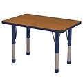 ECR4Kids 24 x 36 Rectangle Table Oak/Navy-Chunky Legs  (ELR-14106-OKNV-C)