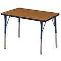 ECR4Kids 24 x 36 Rectangle Table Oak/Navy-Toddler Swivel Glide  (ELR-14106-OKNV-TS)