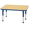 ECR4Kids 24 x 48  Rectangle Table Maple/Blue -Chunky Legs  (ELR-14107-MBL-C)