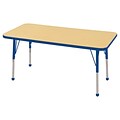 ECR4Kids 24 x 48  Rectangle Table Maple/Blue -Standard Ball Glide  (ELR-14107-MBL-SB)