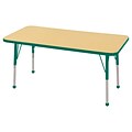 ECR4Kids 24 x 48  Rectangle Table Maple/Green-Standard Ball Glide  (ELR-14107-MGN-SB)