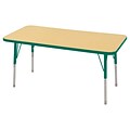 ECR4Kids 24 x 48  Rectangle Table Maple/Green-Toddler Swivel Glide  (ELR-14107-MGN-TS)