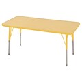 ECR4Kids 24 x 48 Rectangle Table Maple/Yellow-StandardSwivel Glide (ELR-14107-MYE-SS)