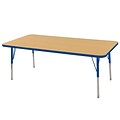 ECR4Kids 24 x 60  Rectangle Table Maple/Blue -Standard Swivel Glide  (ELR-14108-MBL-SS)