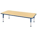 ECR4Kids 24x72 Rectangle Table Maple/Blue -Chunky Legs  (ELR-14109-MBL-C)