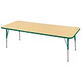 ECR4Kids 24x72 Rectangle Table Maple/Green-Toddler Swivel Glide  (ELR-14109-MGN-TS)