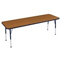 ECR4Kids 24x72 Rectangle Table Oak/Navy-Standard Ball Glide  (ELR-14109-OKNV-SB)