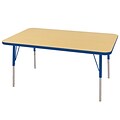 30”x48” Rectangular T-Mold Activity Table, Maple/Blue/Toddler Swivel
