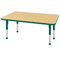 30”x48” Rectangular T-Mold Activity Table, Maple/Green/Chunky