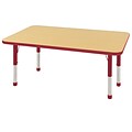 30”x48” Rectangular T-Mold Activity Table, Maple/Red/Chunky