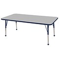 30”x60” Rectangular T-Mold Activity Table, Grey/Navy/Toddler Ball