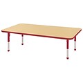 30”x60” Rectangular T-Mold Activity Table, Maple/Red/Chunky