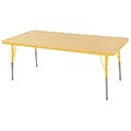 30”x60” Rectangular T-Mold Activity Table, Maple/Yellow/Toddler Swivel