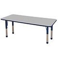 30”x72” Rectangular T-Mold Activity Table, Grey/Navy/Chunky